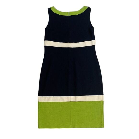 St. John Dress Santana Knit Size Medium Sheath Sleeveless Colorblock Mod Resort - Picture 3 of 12